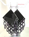 Black & Purple Leather Earrings